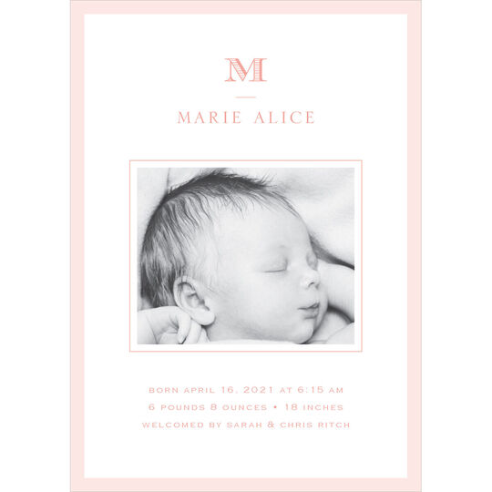 Perfectly Framed Baby Girl Photo Announcements